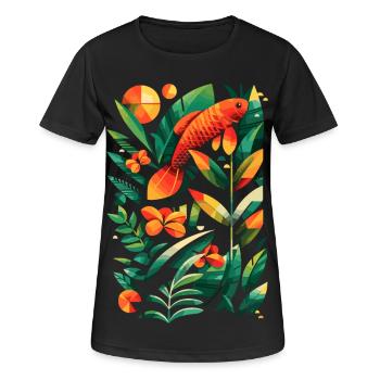 Fischerei Grafik - Frauen T-Shirt atmungsaktiv - Schwarz - Vorne - AI Model Female 172 light (172cm)
