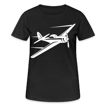 Propeller Plane Sketch - Women's Breathable T-Shirt - black - Front - AI Model Female 172 light (172cm)