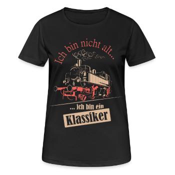 vieille locomotive à voie étroite dictons ferroviaires saxons - T-shirt respirant Femme - noir - Devant - AI Model Female 172 light (172cm)