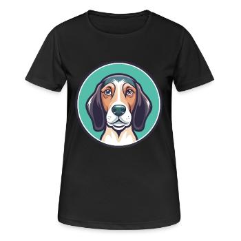 Trigg Hound Hund Rasse Lustige Karikatur Kawaii Clipart - Frauen T-Shirt atmungsaktiv - Schwarz - Vorne - AI Model Female 172 light (172cm)