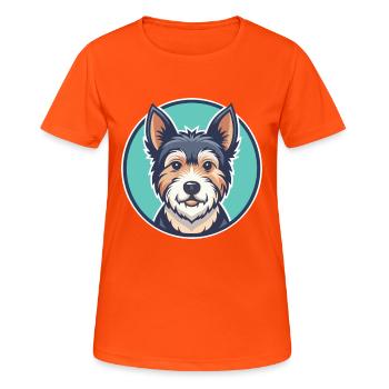Teddy Roosevelt Terrier Chien Race Dessin animé Kawaii - T-shirt respirant Femme - orange néon - Devant - AI Model Female 172 dark (172cm)
