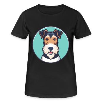 Draht Foxterrier Hund Rasse Cartoon Kawaii Clipart - Frauen T-Shirt atmungsaktiv - Schwarz - Vorne - AI Model Female 172 light (172cm)