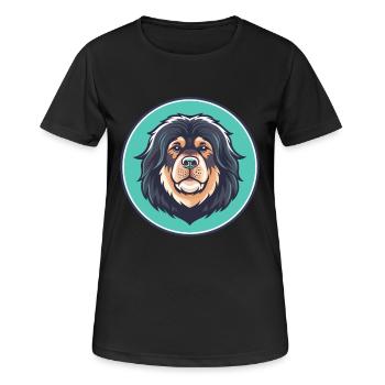 Tibetische Dogge Hunderasse Karikatur Kawaii Clipart - Frauen T-Shirt atmungsaktiv - Schwarz - Vorne - AI Model Female 172 light (172cm)