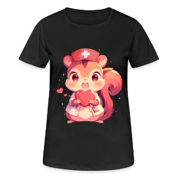 Eichhörnchen Krankenschwester Pflegerin Ärztin - Frauen T-Shirt atmungsaktiv - Schwarz - Vorne - AI Model Female 172 light (172cm)