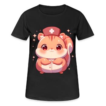 Krankenschwester Eichhörnchen Pflegerin Ärztin - Frauen T-Shirt atmungsaktiv - Schwarz - Vorne - AI Model Female 172 light (172cm)