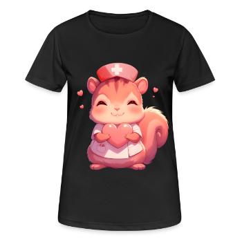 Ärztin Eichhörnchen Pflegerin Krankenschwester - Frauen T-Shirt atmungsaktiv - Schwarz - Vorne - AI Model Female 172 light (172cm)