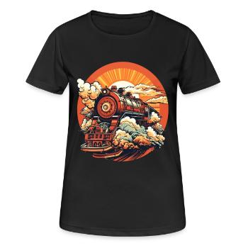 Zug Comic Look - Frauen T-Shirt atmungsaktiv - Schwarz - Vorne - AI Model Female 172 light (172cm)