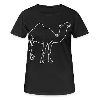 Dromedar lineart - Frauen T-Shirt atmungsaktiv - Schwarz - Vorne - AI Model Female 172 light (172cm)