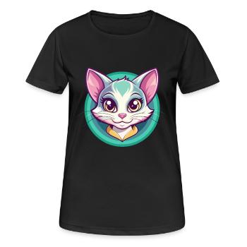 Bambino Chat Race Dessin Animé Kawaii Animal Pet - T-shirt respirant Femme - noir - Devant - AI Model Female 172 light (172cm)