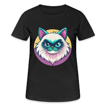 Himalaya-Katzenrasse Karikatur Kawaii Tier Haustier - Frauen T-Shirt atmungsaktiv - Schwarz - Vorne - AI Model Female 172 light (172cm)