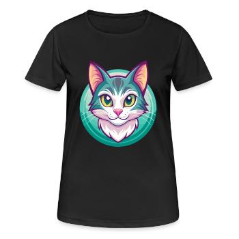 Hauskatze Rasse Karikatur Kawaii Tier Haustier - Frauen T-Shirt atmungsaktiv - Schwarz - Vorne - AI Model Female 172 light (172cm)