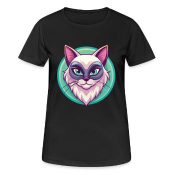 Neva Mascarade Chat Race Dessin Animé Kawaii Animal - T-shirt respirant Femme - noir - Devant - AI Model Female 172 light (172cm)