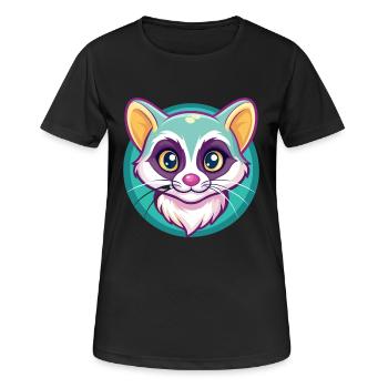 Amerikanische Ringschwanzkatzenrasse Karikatur Kawaii Tier - Frauen T-Shirt atmungsaktiv - Schwarz - Vorne - AI Model Female 172 light (172cm)