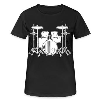 Drum Set Zeichnung - Frauen T-Shirt atmungsaktiv - Schwarz - Vorne - AI Model Female 172 light (172cm)