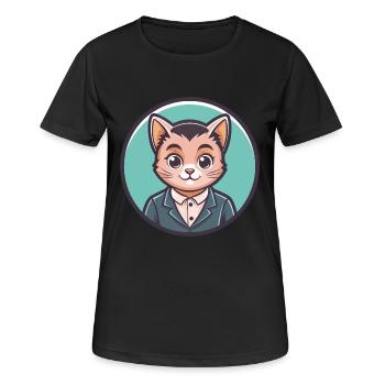 Bambino Chat Race Dessin Animé Kawaii Animal Pet - T-shirt respirant Femme - noir - Devant - AI Model Female 172 light (172cm)
