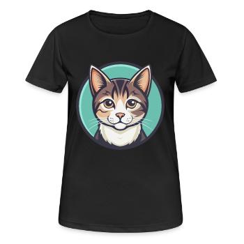Hauskatze Rasse Karikatur Kawaii Tier Haustier - Frauen T-Shirt atmungsaktiv - Schwarz - Vorne - AI Model Female 172 light (172cm)