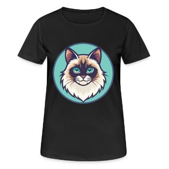 Neva Mascarade Chat Race Dessin Animé Kawaii Animal - T-shirt respirant Femme - noir - Devant - AI Model Female 172 light (172cm)