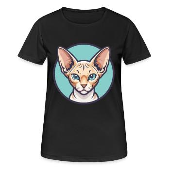 Devon Rex Katzenrasse Cartoon Kawaii Tier Haustier - Frauen T-Shirt atmungsaktiv - Schwarz - Vorne - AI Model Female 172 light (172cm)