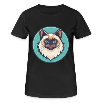 Himalaya-Katzenrasse Karikatur Kawaii Tier Haustier - Frauen T-Shirt atmungsaktiv - Schwarz - Vorne - AI Model Female 172 light (172cm)