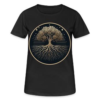 Silhouette d’arbre Racines - T-shirt respirant Femme - noir - Devant - AI Model Female 172 light (172cm)