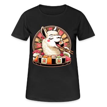 Sushi Lama Maki Geschenk - Frauen T-Shirt atmungsaktiv - Schwarz - Vorne - AI Model Female 172 light (172cm)