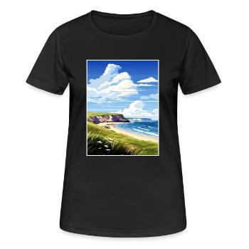 Péninsule de Gower Aonb Affiche de voyage Souvenir WPA - T-shirt respirant Femme - noir - Devant - AI Model Female 172 light (172cm)