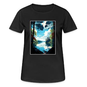 Forêt de Dean Anob Affiche De Voyage Vintage Souvenir - T-shirt respirant Femme - noir - Devant - AI Model Female 172 light (172cm)