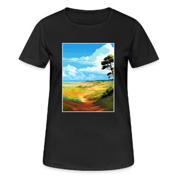 Suffolk Coast Heaths Travel Poster Souvenir WPA - Women's Breathable T-Shirt - black - Front - AI Model Female 172 light (172cm)