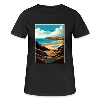 Péninsule de Gower Anob Affiche de voyage Souvenir WPA - T-shirt respirant Femme - noir - Devant - AI Model Female 172 light (172cm)