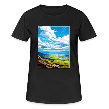 Mourne Mountains Aonb Travel Poster Souvenir WPA - Women's Breathable T-Shirt - black - Front - AI Model Female 172 light (172cm)