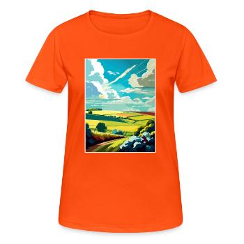 Lincolnshire Wolds Anob Affiche de voyage Souvenir WPA - T-shirt respirant Femme - orange néon - Devant - AI Model Female 172 dark (172cm)