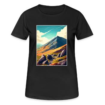Mourne Mountains Aonb Travel Poster Souvenir WPA - Women's Breathable T-Shirt - black - Front - AI Model Female 172 light (172cm)