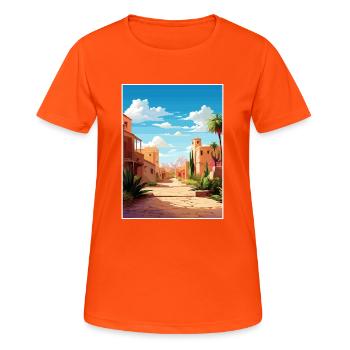 Marrakech Maroc Affiche de voyage Peinture Souvenir WPA - T-shirt respirant Femme - orange néon - Devant - AI Model Female 172 dark (172cm)