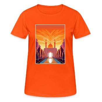 Marrakech Maroc Affiche de voyage Peinture Souvenir WPA - T-shirt respirant Femme - orange néon - Devant - AI Model Female 172 dark (172cm)
