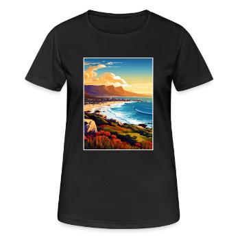 Cape Town Afrique du Sud Affiche de voyage Souvenir WPA - T-shirt respirant Femme - noir - Devant - AI Model Female 172 light (172cm)
