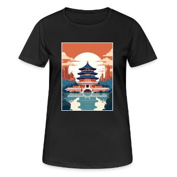 Pékin Chine Voyage Affiche Souvenir Peinture WPA - T-shirt respirant Femme - noir - Devant - AI Model Female 172 light (172cm)