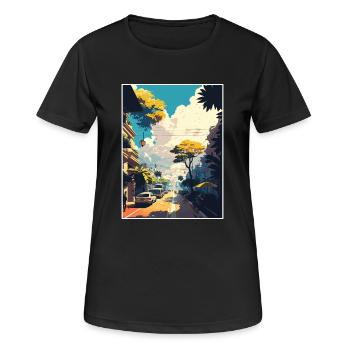 Hanoi Vietnam Voyage Affiche Peinture Souvenir WPA - T-shirt respirant Femme - noir - Devant - AI Model Female 172 light (172cm)
