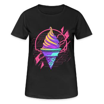 Cornet de crème glacée Synthwave - T-shirt respirant Femme - noir - Devant - AI Model Female 172 light (172cm)