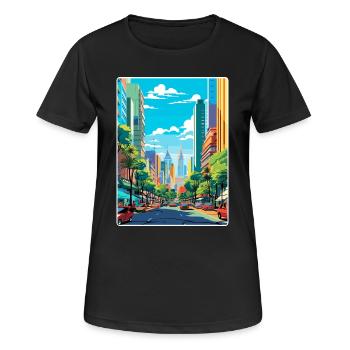 Sao Paulo Brazil Travel Poster Souvenir Paint WPA - Women's Breathable T-Shirt - black - Front - AI Model Female 172 light (172cm)