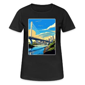 Sao Paulo Brazil Travel Poster Souvenir Paint WPA - Women's Breathable T-Shirt - black - Front - AI Model Female 172 light (172cm)