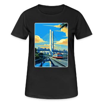 Sao Paulo Brazil Travel Poster Souvenir Paint WPA - Women's Breathable T-Shirt - black - Front - AI Model Female 172 light (172cm)