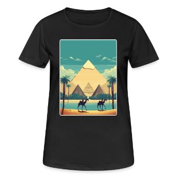 Kairo Ägypten Große Pyramiden Von Gizeh Reiseposter - Frauen T-Shirt atmungsaktiv - Schwarz - Vorne - AI Model Female 172 light (172cm)