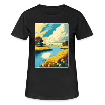 Norfolk Broads Nationalpark Reise Posterkarte - Frauen T-Shirt atmungsaktiv - Schwarz - Vorne - AI Model Female 172 light (172cm)