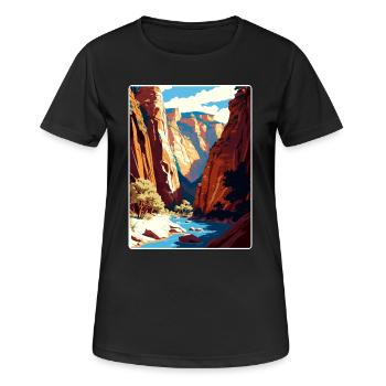 Carte de voyage du parc national de Zion The Narrows Arizona - T-shirt respirant Femme - noir - Devant - AI Model Female 172 light (172cm)