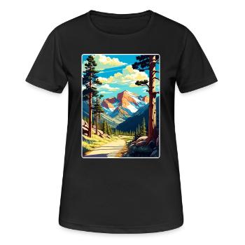 Rocky Mountain National Park Colorado Travel Card - Women's Breathable T-Shirt - black - Front - AI Model Female 172 light (172cm)