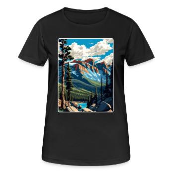 Rocky Mountain National Park Colorado Travel Card - Women's Breathable T-Shirt - black - Front - AI Model Female 172 light (172cm)