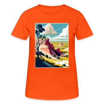 Theodore Roosevelt National Park Travel Poster WPA - Women's Breathable T-Shirt - neon orange - Front - AI Model Female 172 dark (172cm)