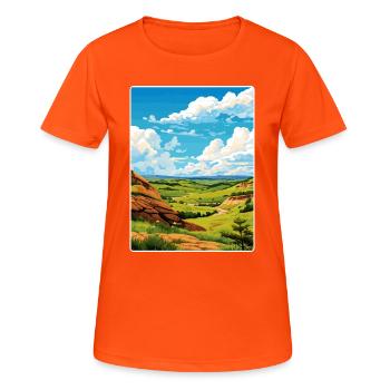 Affiche de voyage du parc national Theodore Roosevelt WPA - T-shirt respirant Femme - orange néon - Devant - AI Model Female 172 dark (172cm)