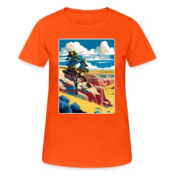 Affiche de voyage du parc national Theodore Roosevelt WPA - T-shirt respirant Femme - orange néon - Devant - AI Model Female 172 dark (172cm)