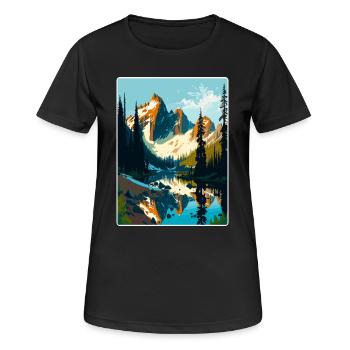 North Cascades National Park Travel Poster Card - Women's Breathable T-Shirt - black - Front - AI Model Female 172 light (172cm)